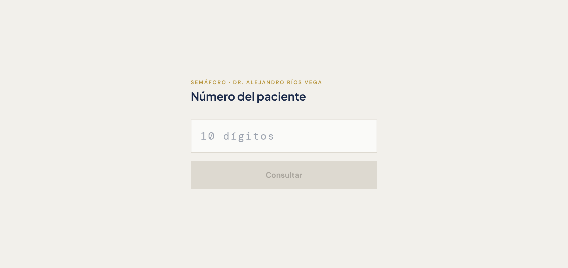 Pantalla del semáforo digital donde recepción ingresa el número del paciente.